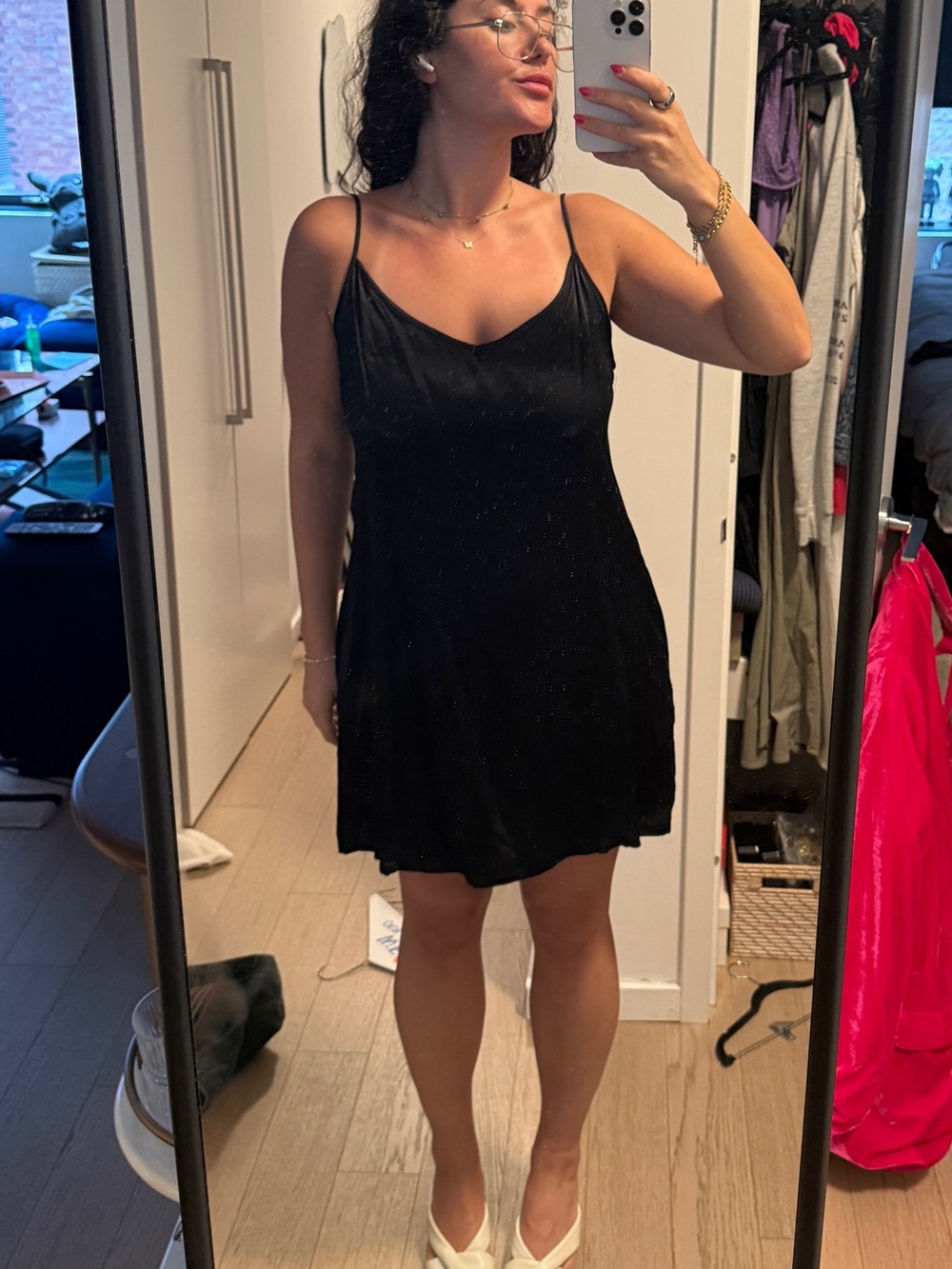 Obey Black Mini Slip Dress with Thin Straps